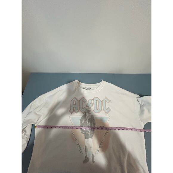 AC DC Sweatshirt size L white band graphic on front crewneck - Picture 5 of 6